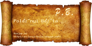 Polónyi Béla névjegykártya